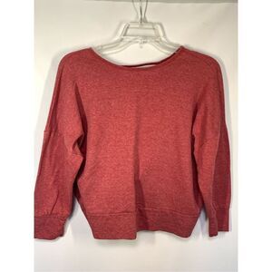 1—Womens Pullover Crew Neck Cross Open-Back Long Sleeve Sweatshirt Deep Red Medi